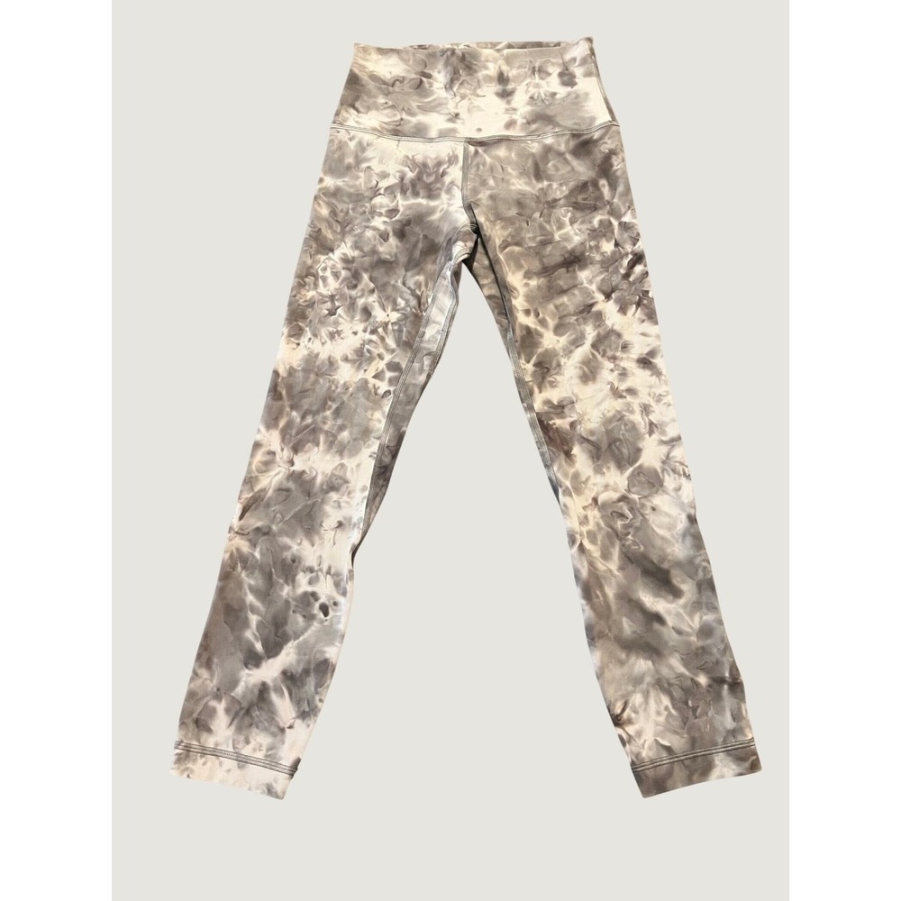 Lululemon Align Leggings Women 4 Grey Tie Dye Crop LW6CEOS 1690